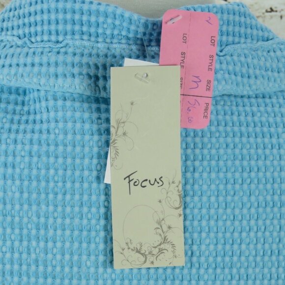 Focus Tunic Top Womens Size Medium Puckered Buttons Blue Soft Vest - Picture 8 of 10